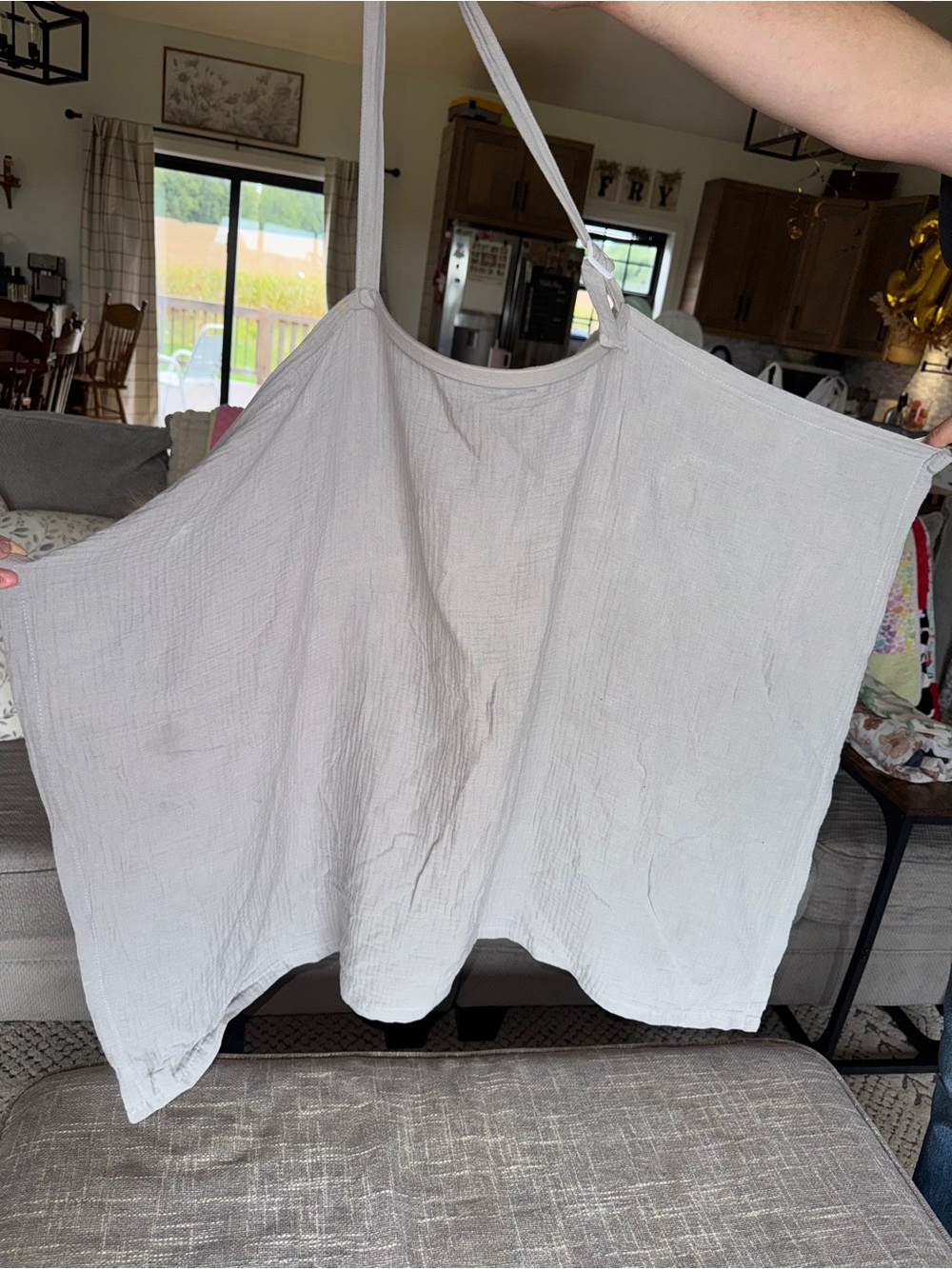 Relaxed Cotton Gauze Nursing Cover in Light Gray